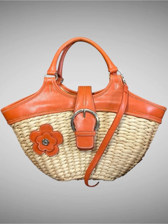 EGO Handbags - Ego Straw Beach Bag Orange Floral Crossbody Tote Boho Cottagecore